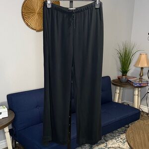 Abercrombie Black Lightweight Wide-Leg Crinkle High Waist Drawstring Pants Large